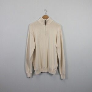Brandy Melville Aleah Sweater Women Beige Knit Top 1/4 Zip Pullover Casual 640